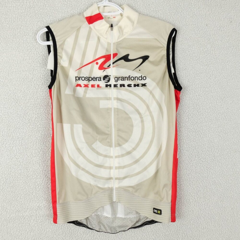 Ale Jersey Mens Large White Red Full Zip Sleeveless Cycling Riding Italy